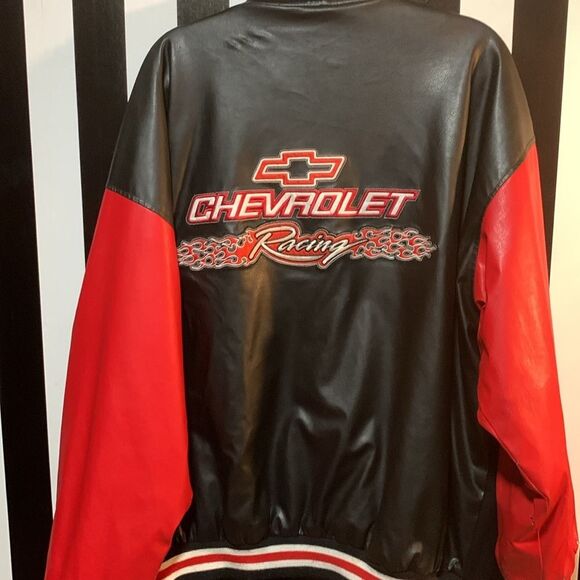Vintage 90s Chevrolet Wool Baseball Bomber Jacket Faux Leather Sleeve XXLarge 2X - Picture 12 of 16